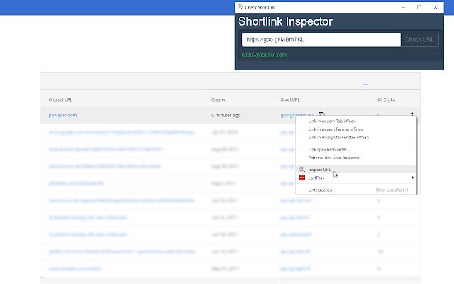 ShortLink Inspector  from Chrome web store to be run with OffiDocs Chromium online