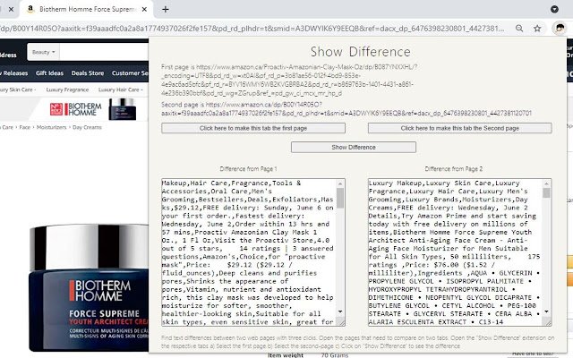 Show Difference  from Chrome web store to be run with OffiDocs Chromium online