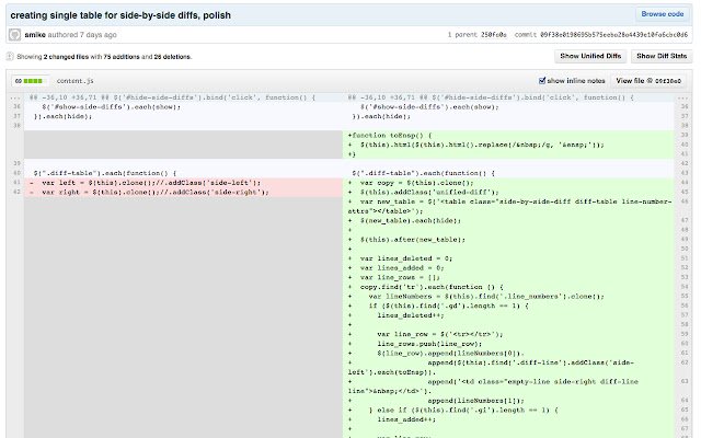 Параллельное представление различий в Github из интернет-магазина Chrome для запуска с OffiDocs Chromium онлайн