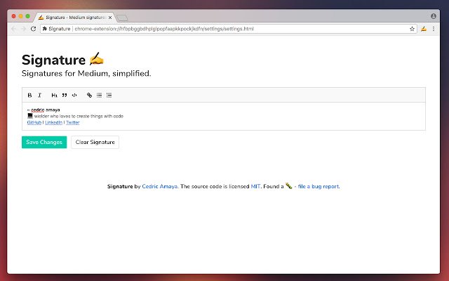 Signature  from Chrome web store to be run with OffiDocs Chromium online