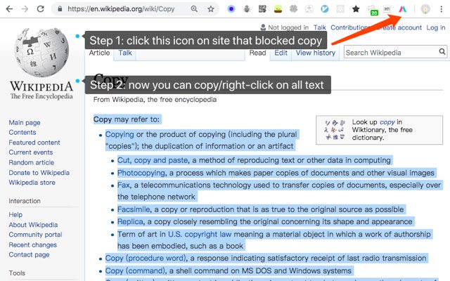 Simple Allow Copy  from Chrome web store to be run with OffiDocs Chromium online