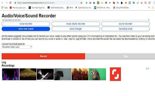 Simple Audio Voice Sound Recorder dal Chrome Web Store da eseguire con OffiDocs Chromium online