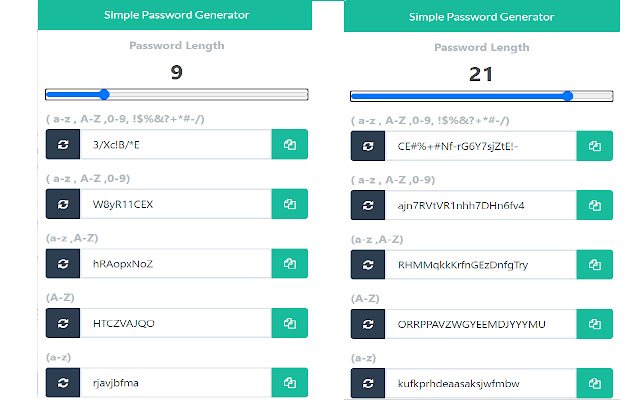 Simple Password Generator  from Chrome web store to be run with OffiDocs Chromium online