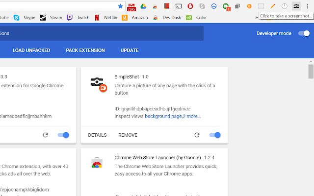 SimpleShot  from Chrome web store to be run with OffiDocs Chromium online