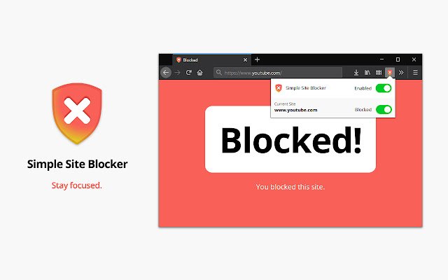 Simpleng Site Blocker mula sa Chrome web store na tatakbo sa OffiDocs Chromium online