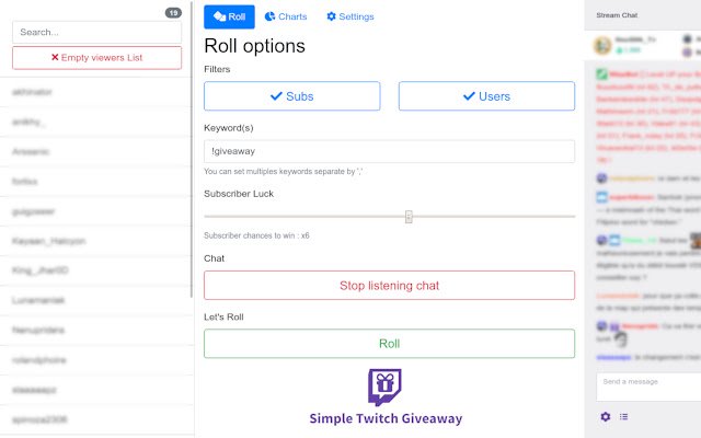 Simple Twitch Giveaways  from Chrome web store to be run with OffiDocs Chromium online