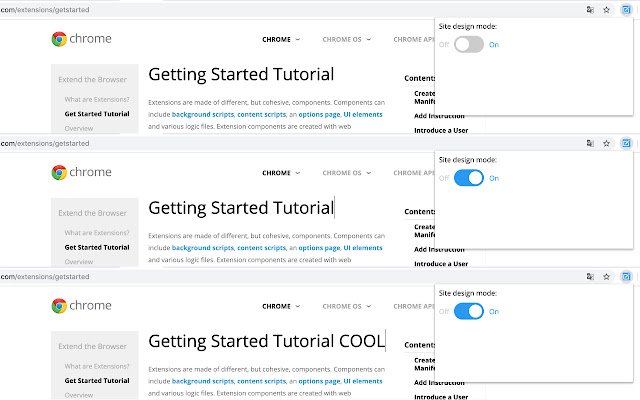 Site design mode  from Chrome web store to be run with OffiDocs Chromium online