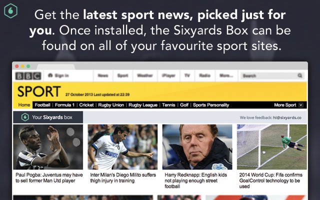 Sixyards: personalised sport news  from Chrome web store to be run with OffiDocs Chromium online