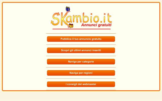 Skambio.it Annunci gratuiti من متجر Chrome الإلكتروني ليتم تشغيله باستخدام OffiDocs Chromium عبر الإنترنت