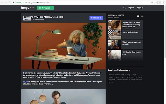 Skip Promoted Imgur Ads  from Chrome web store to be run with OffiDocs Chromium online