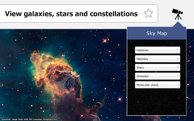 Sky map  from Chrome web store to be run with OffiDocs Chromium online