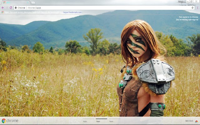 Skyrim girl theme 1920X1080  from Chrome web store to be run with OffiDocs Chromium online