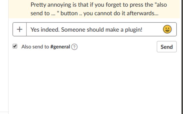 Slack "Also send to #Channel" Default On  from Chrome web store to be run with OffiDocs Chromium online