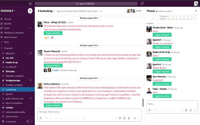 Slack Translate  from Chrome web store to be run with OffiDocs Chromium online