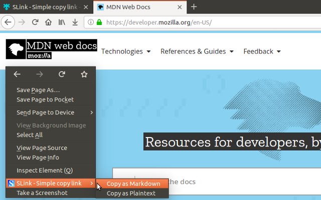 SLink Simple copy link  from Chrome web store to be run with OffiDocs Chromium online