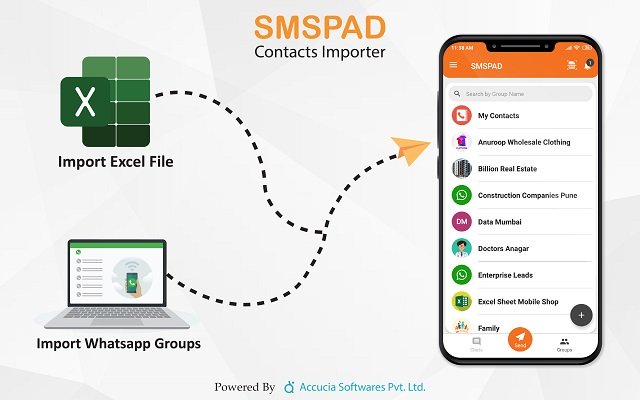 واردکننده مخاطبین SMSPAD از فروشگاه وب Chrome برای اجرای آنلاین با OffiDocs Chromium