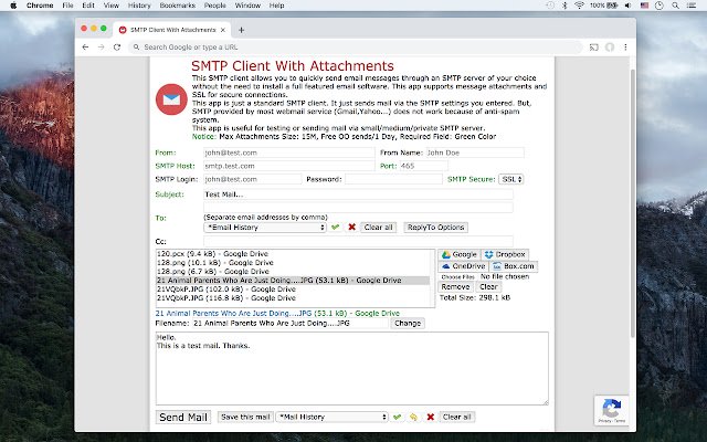 SMTP Client With Attachments  from Chrome web store to be run with OffiDocs Chromium online