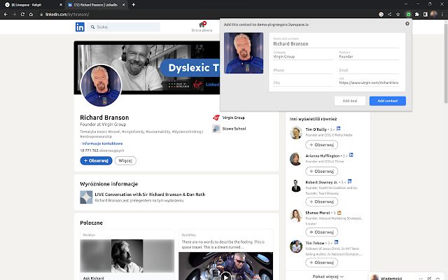 Social Contact for Livespace CRM  from Chrome web store to be run with OffiDocs Chromium online