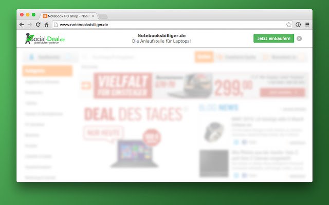 Rappel Social Deal.de de la boutique en ligne Chrome à exécuter avec OffiDocs Chromium en ligne