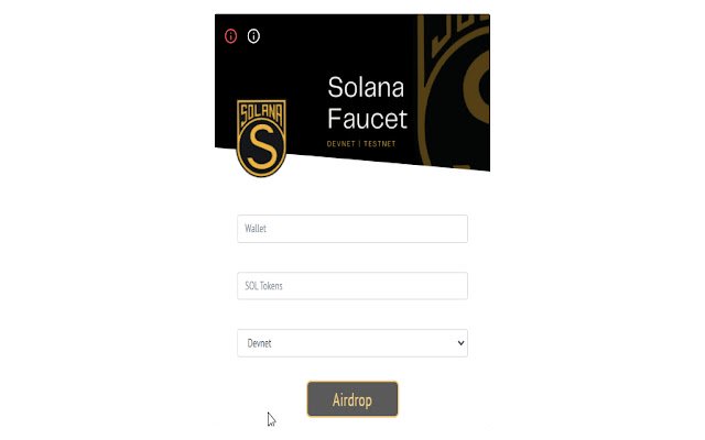 Solana Faucet จาก Chrome เว็บสโตร์ที่จะรันด้วย OffiDocs Chromium ทางออนไลน์