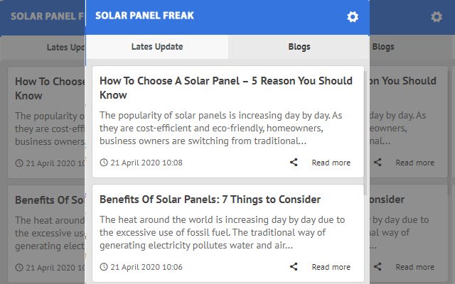 Solar Panel Freak Latest News Update  from Chrome web store to be run with OffiDocs Chromium online