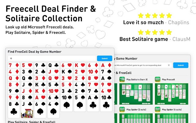 Solitaire Collection  FreeCell Deal Finder  from Chrome web store to be run with OffiDocs Chromium online