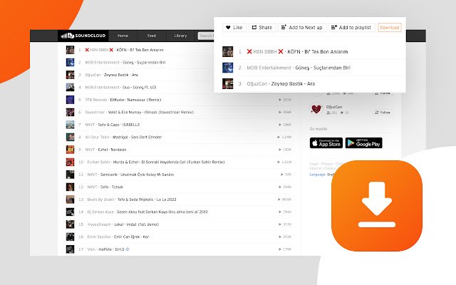 SoundCloud music downloader  from Chrome web store to be run with OffiDocs Chromium online