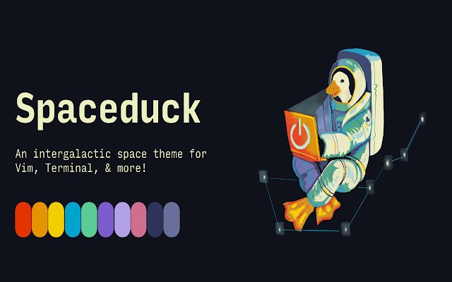 Spaceduck: тема межгалактического космоса из интернет-магазина Chrome, которую можно запустить с помощью онлайн-версии OffiDocs Chromium.