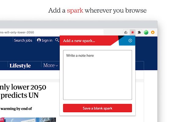 Spark this with Sparks  from Chrome web store to be run with OffiDocs Chromium online