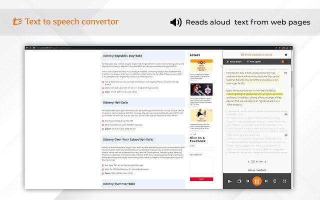 Speech my text  from Chrome web store to be run with OffiDocs Chromium online