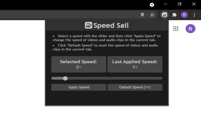 Speed Sail Playback Speed Controls  from Chrome web store to be run with OffiDocs Chromium online