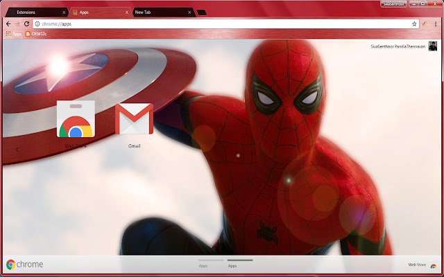 Chrome web mağazasından Shield Avengers'lı SpiderMan, OffiDocs Chromium çevrimiçi ile çalıştırılacak