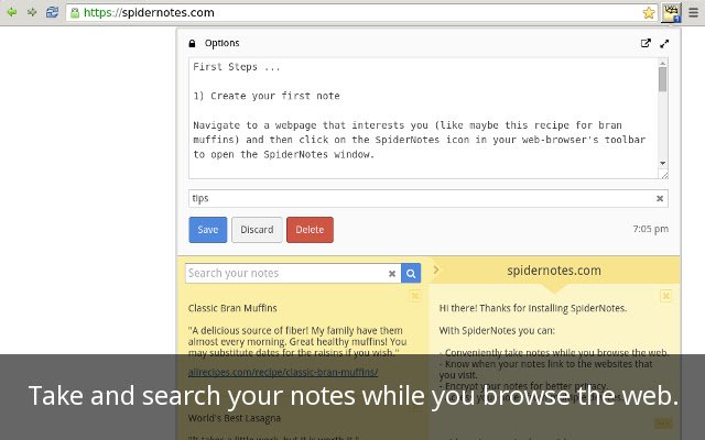 SpiderNotes  from Chrome web store to be run with OffiDocs Chromium online