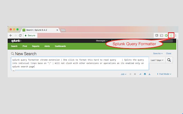 Splunk Query Formatter  from Chrome web store to be run with OffiDocs Chromium online