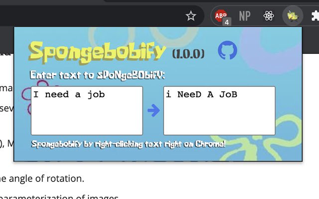 Spongebobify  from Chrome web store to be run with OffiDocs Chromium online