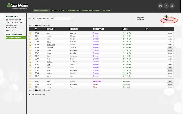 SportAdmin Pensum Export  from Chrome web store to be run with OffiDocs Chromium online