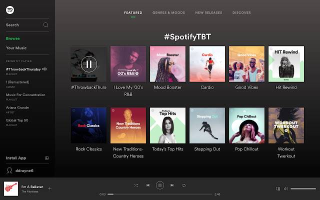 يتم تشغيل Spotify Music لكل لحظة من متجر Chrome الإلكتروني مع OffiDocs Chromium عبر الإنترنت