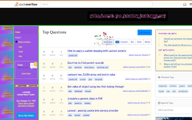 Stackoverflow 90s  from Chrome web store to be run with OffiDocs Chromium online