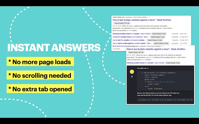 Stackoverflow Instant Answers  from Chrome web store to be run with OffiDocs Chromium online