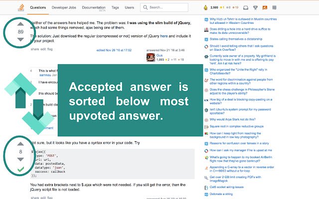 Chrome web mağazasından Oylara göre StackOverflow Sipariş Yanıtları, OffiDocs Chromium çevrimiçi ile çalıştırılacak