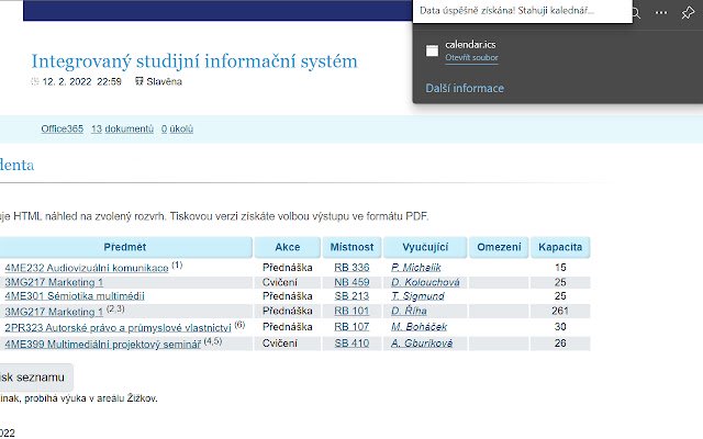 Stažení INSIS rozvrhu do Kalendáře จาก Chrome เว็บสโตร์ที่จะรันด้วย OffiDocs Chromium ออนไลน์