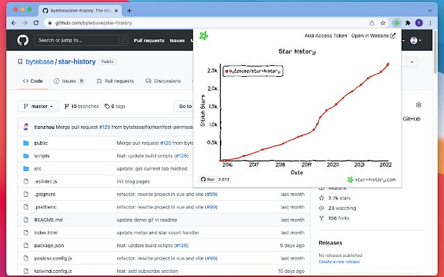 Star History da Chrome Web Store será executado com OffiDocs Chromium online