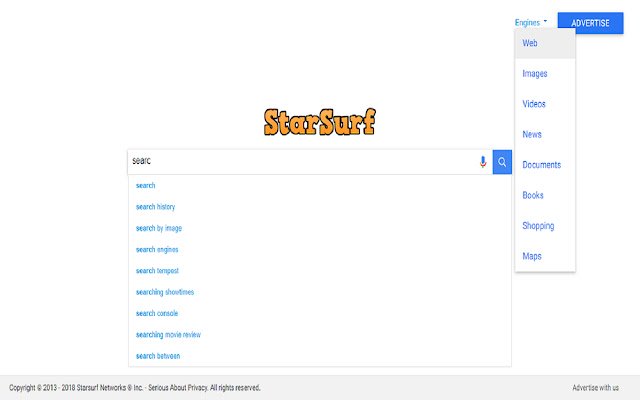 محرك بحث Starsurf من متجر Chrome الإلكتروني ليتم تشغيله مع OffiDocs Chromium عبر الإنترنت