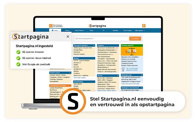 Startpagina.nl: nieuws, weer, verkeer en meer  from Chrome web store to be run with OffiDocs Chromium online