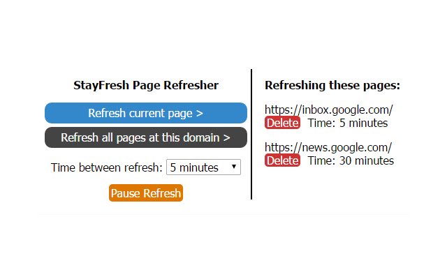 StayFresh Page Refresher da Chrome Web Store para ser executado com OffiDocs Chromium online