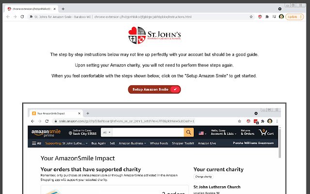 St. Johns for Amazon Smile Baraboo WI  from Chrome web store to be run with OffiDocs Chromium online