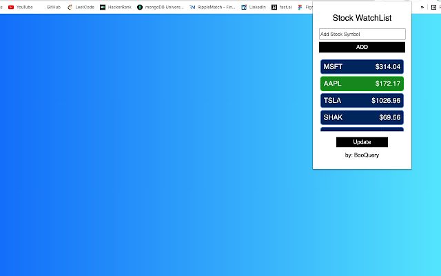 Stock WatchList di BooQuery dal Chrome Web Store da eseguire con OffiDocs Chromium online