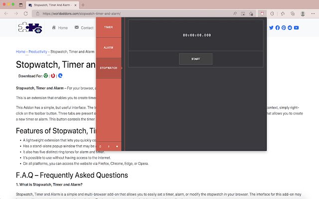 Stopwatch, Timer and Alarm  from Chrome web store to be run with OffiDocs Chromium online