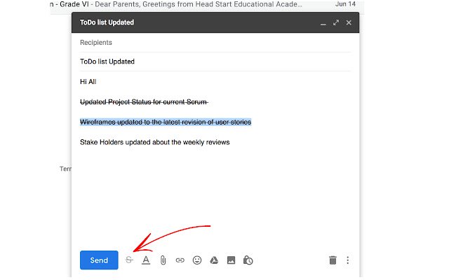 StrikeThrough for Gmail  from Chrome web store to be run with OffiDocs Chromium online