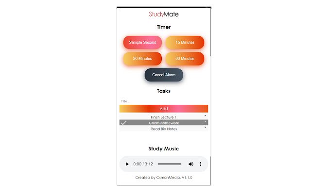 StudyMate  from Chrome web store to be run with OffiDocs Chromium online